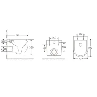 Унитаз подвесной DQ Tornado Schille DT1466516 белый